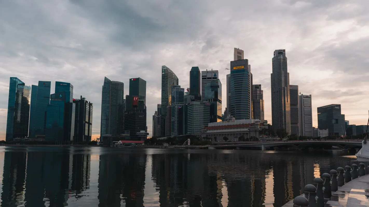 Singapore skyline at dusk, representing the city's corporate secretarial and financial district