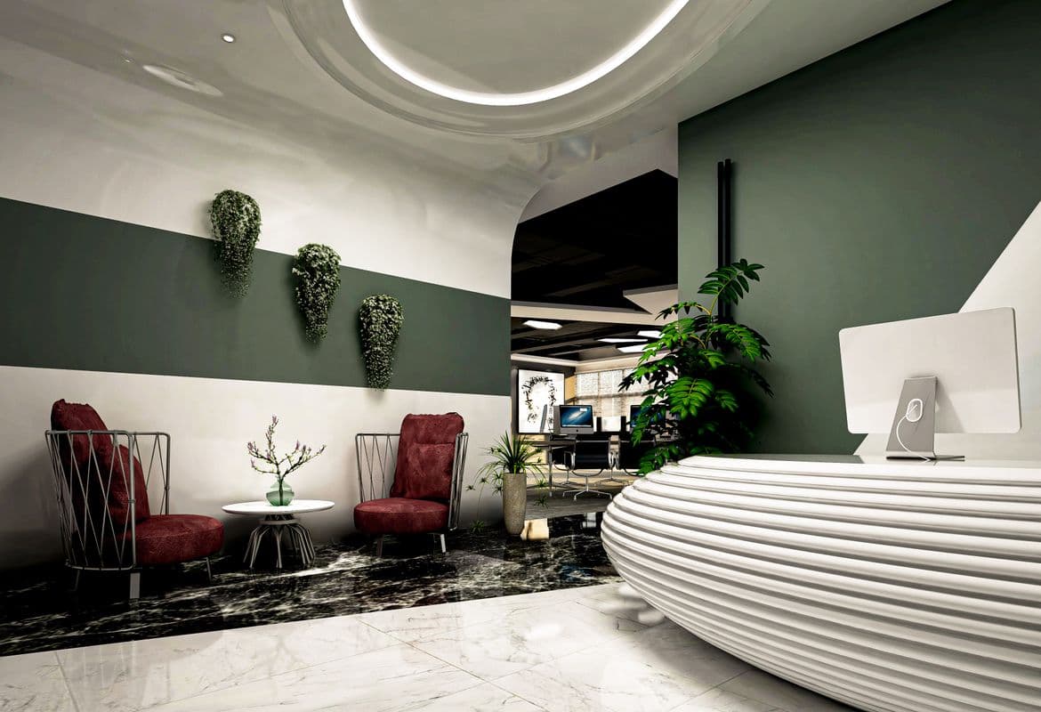 A modern, welcoming office reception area